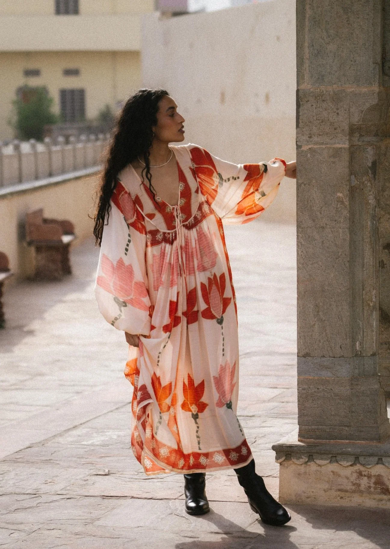 chinese dress ladies Shop the Marrakesh Gathered Bust Maxi Dress Print Blue main image 1