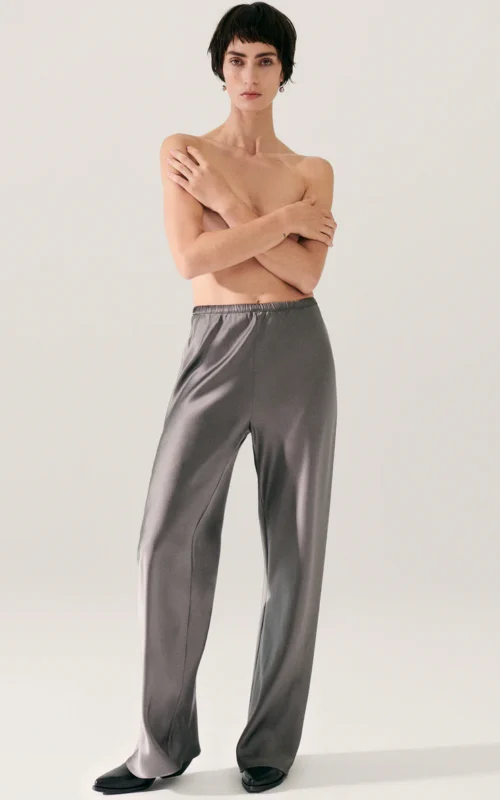 Bias Cut Pants | Grey Pearl