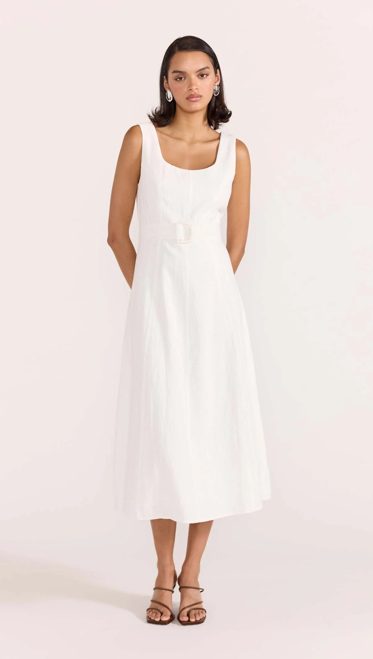 eden belted midi dress Eden Belted Midi Dress | White | Staple The Label