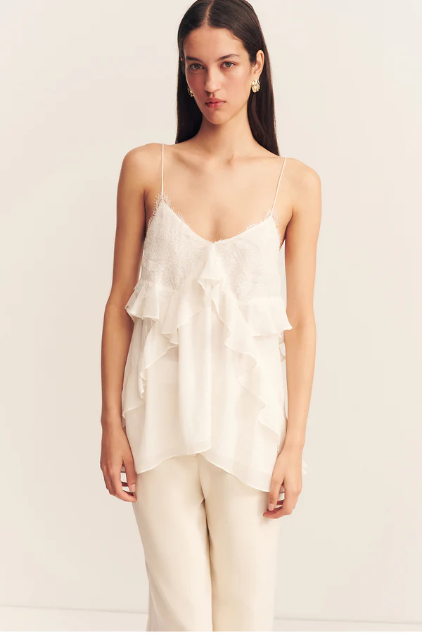 Emory Lace Ruffle Cami | Ivory
