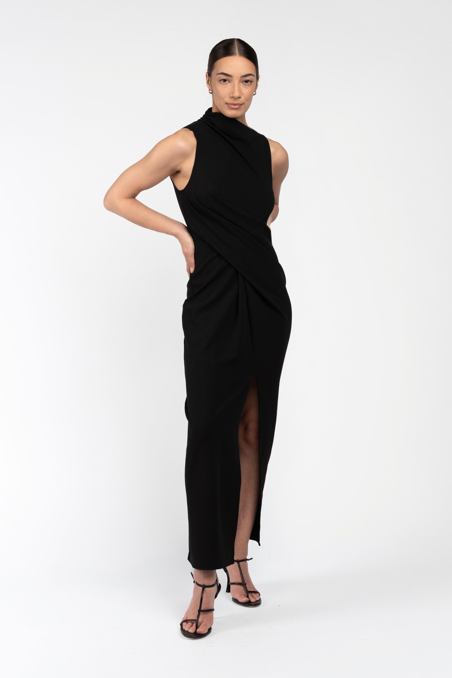 plus size black satin dress with Draped Shoulders – Gothic Princesscore Black Cocktail Dresses,Sexy Homecoming Color:CLAY Pre-Order Clean Up