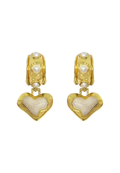 Elena Earrings | Gold Pearl