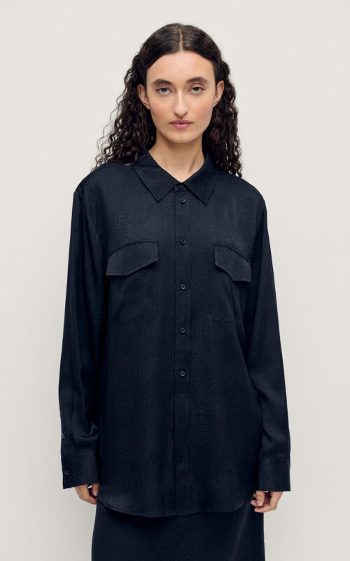 Boyfriend Shirt | Coral Jacquard