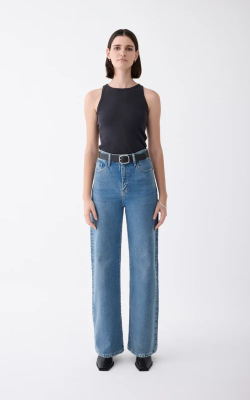 Ellie High Wide Leg Jean | Meridian Mid Blue