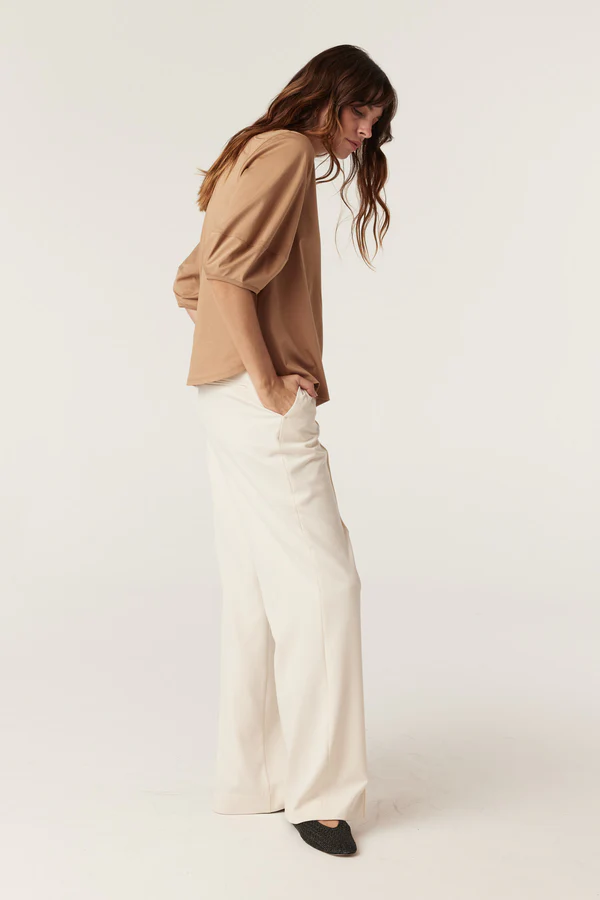 Pima Lantern Sleeve Top | Camel - Image 2