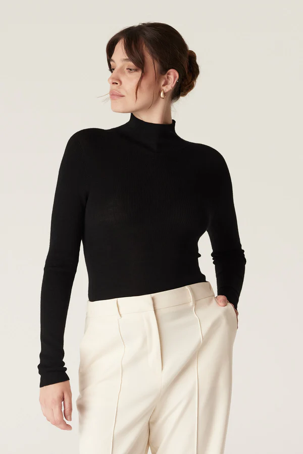 Superfine Merino Turtle Neck | Black