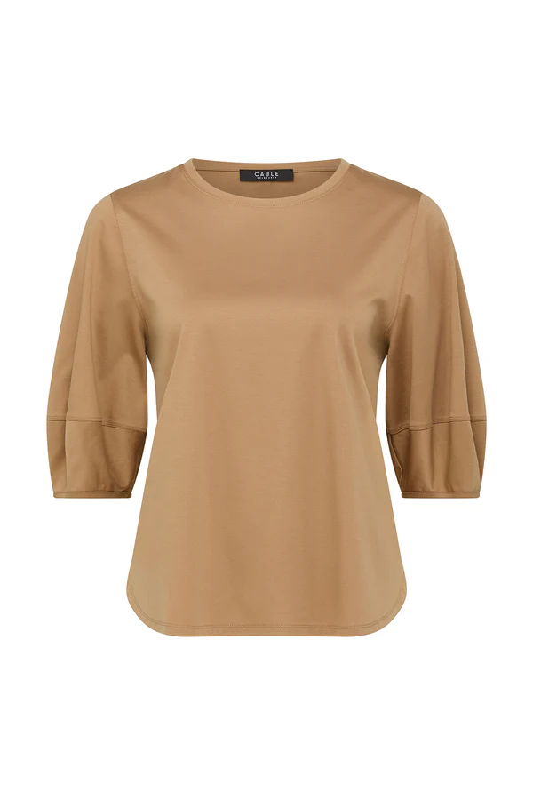 Pima Lantern Sleeve Top | Camel - Image 5