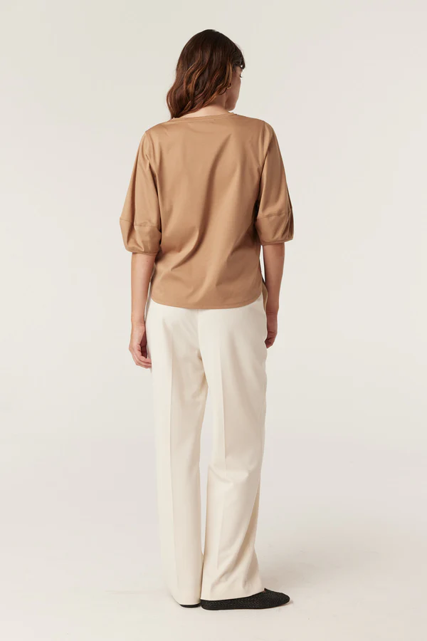 Pima Lantern Sleeve Top | Camel - Image 3