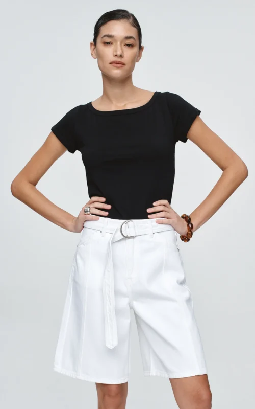 Belted Jean Short | Blanc