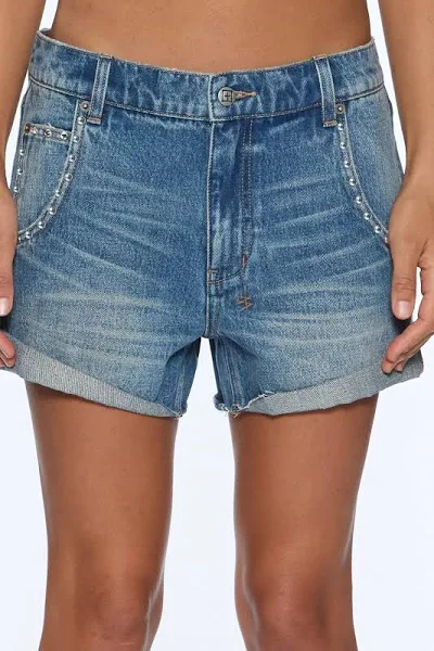 SLOUCH SHORT TEXAS BLU STUDDED