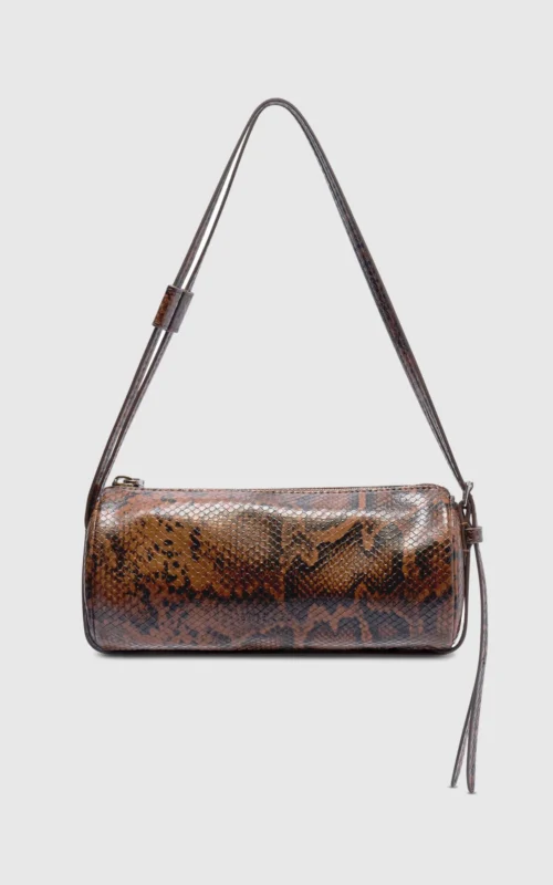 Brooke Mini Barrel Bag | Brunette Python