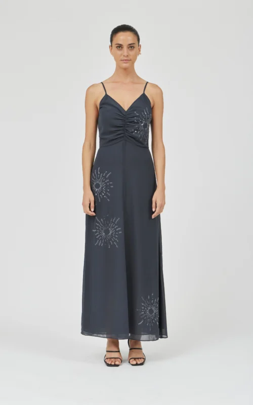 Flicker Maxi Slip Dress | Smoke