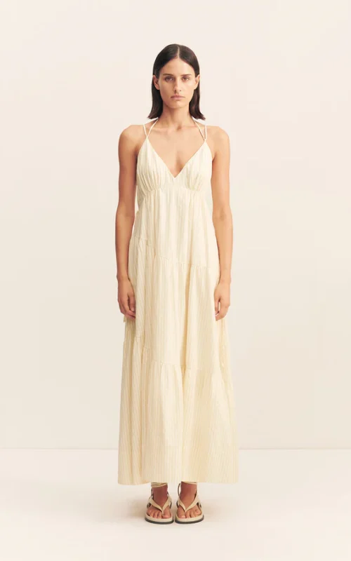 Elio Tiered Maxi Dress | Buttercream Stripe