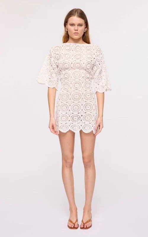 Heather Crochet Mini Dress | Ivory