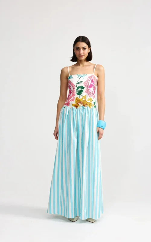 Cordelia Dress | Caribbean Bouquet Stripe