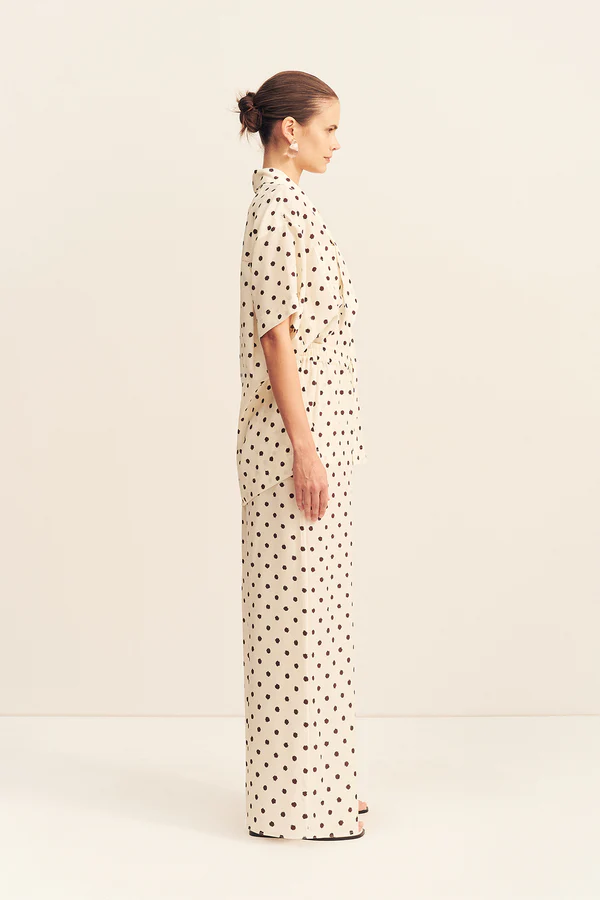 Houston Side Split Short Sleeve Shirt | Blanc Polka - Image 6