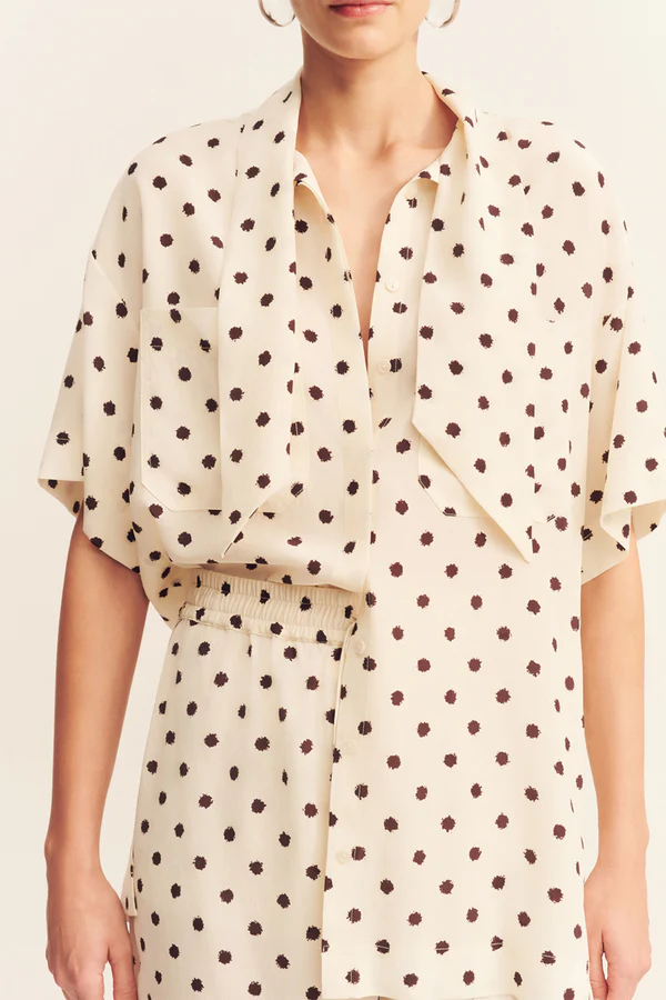 Houston Side Split Short Sleeve Shirt | Blanc Polka - Image 2