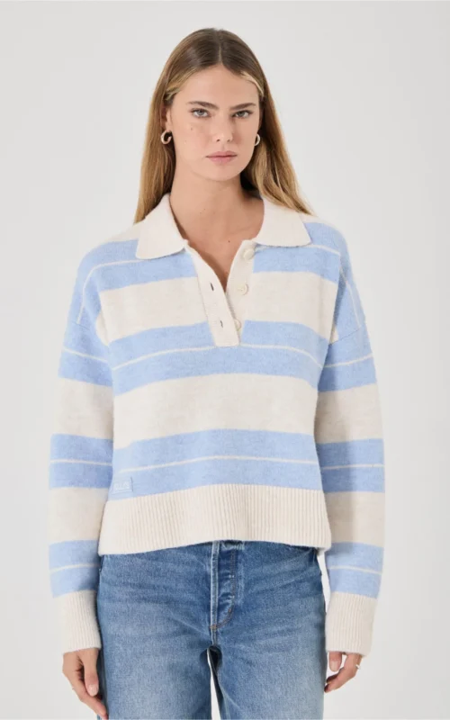 Sofia Stripe Polo | Soft Blue