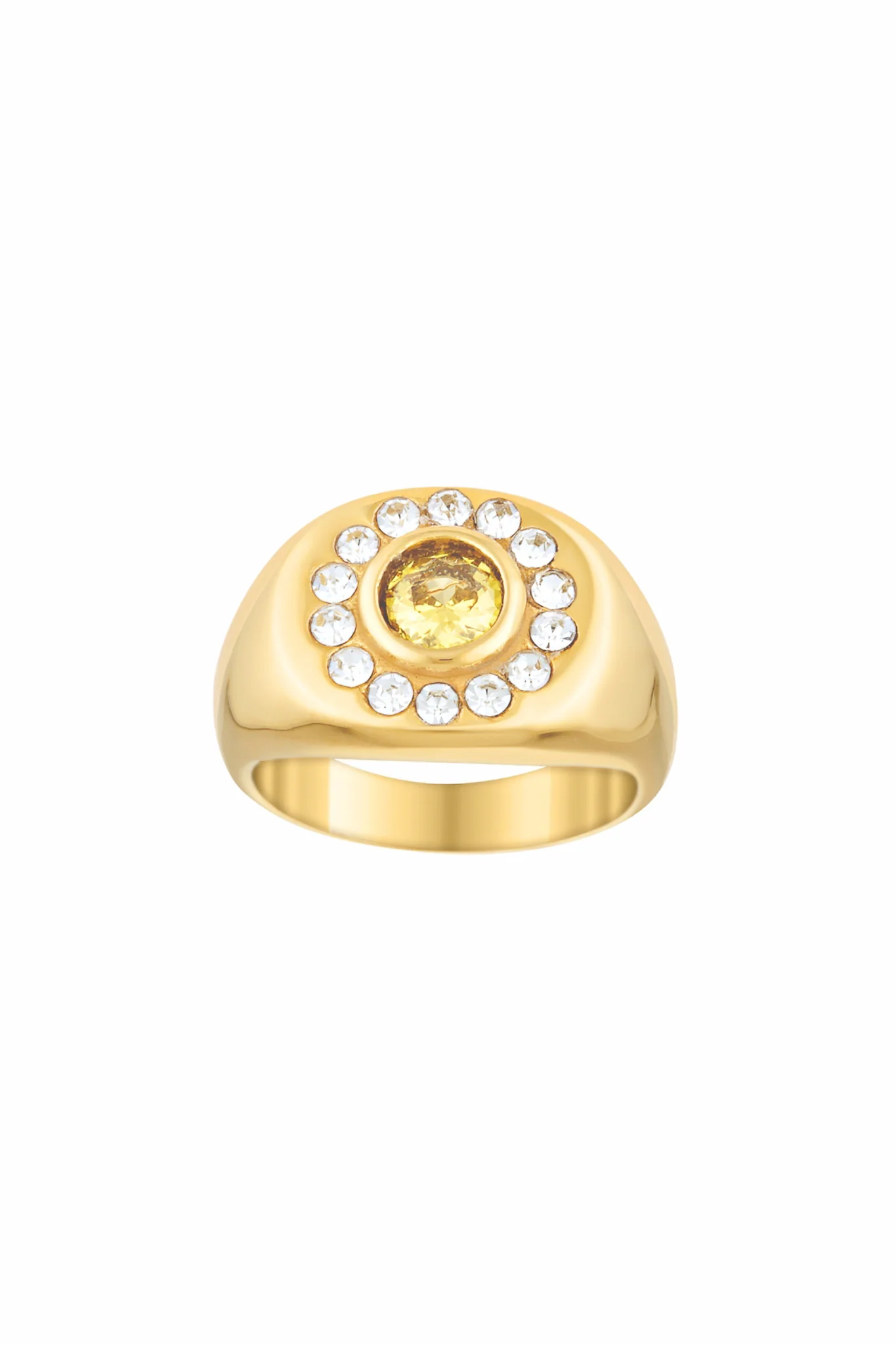 Heritage Crown Pinky Ring | Gold Citrine