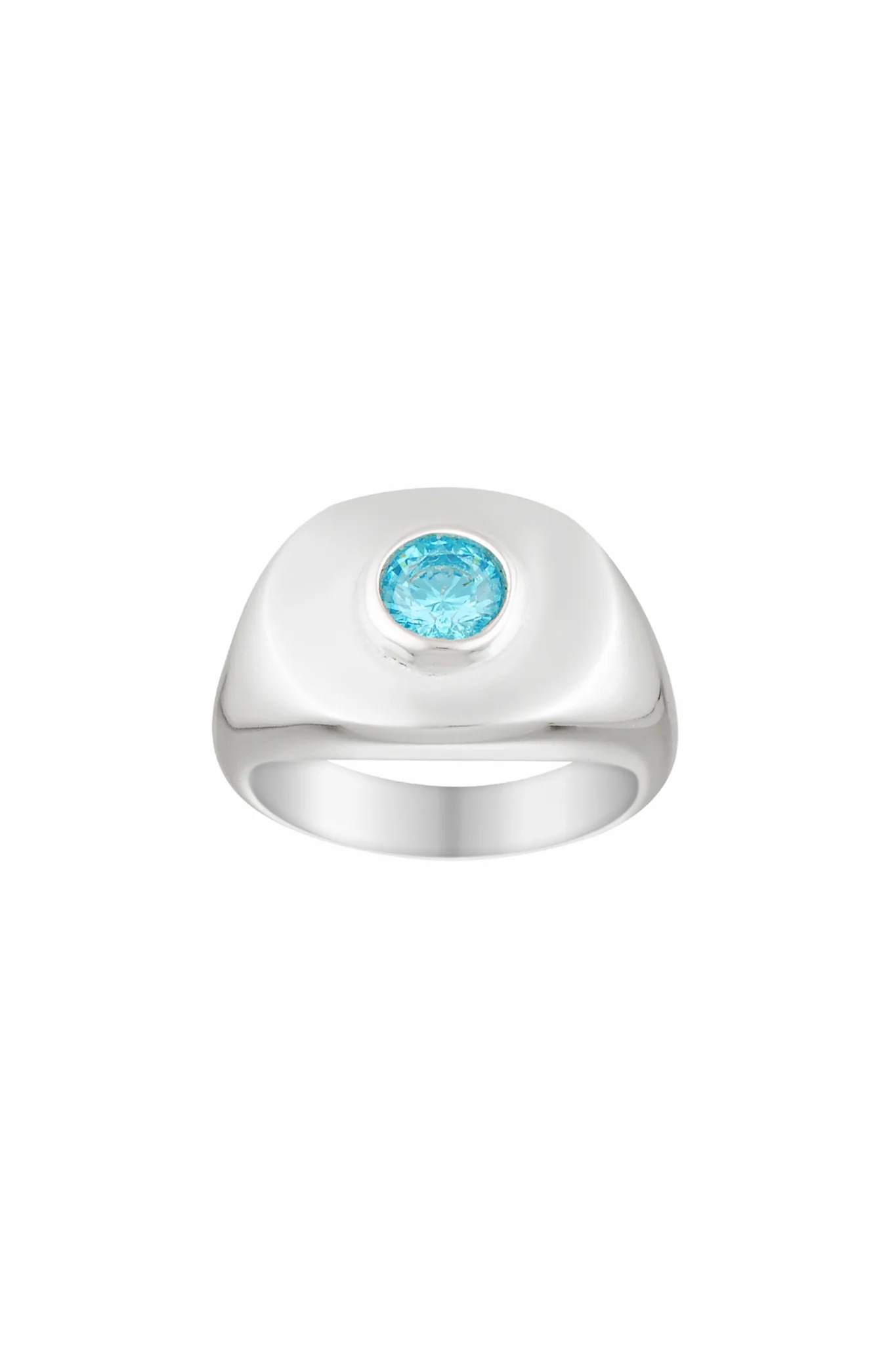 Heritage Signet Pinky Ring | White Gold Aquamarine