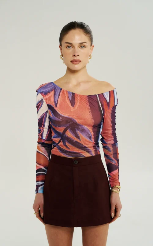 LS Off Shoulder Top | Bordeaux