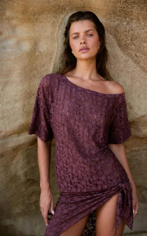 Lace Off Shoulder Top | Chocolat