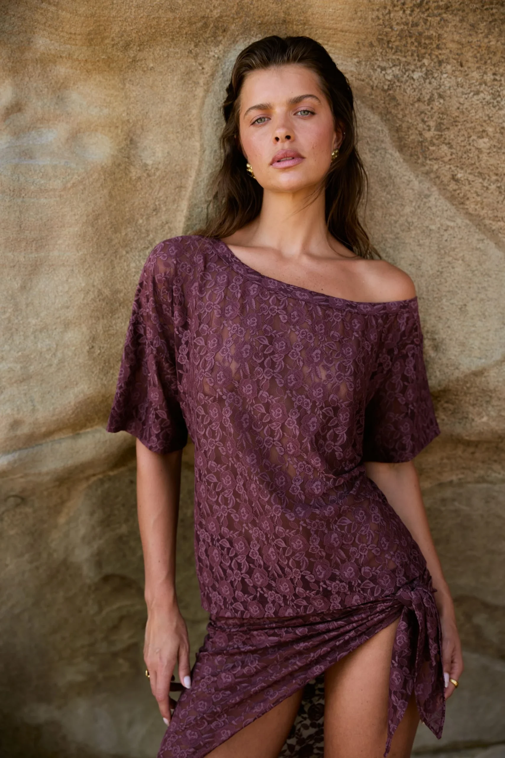 Lace Off Shoulder Top | Chocolat