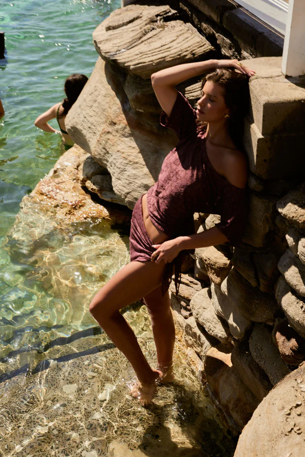 Lace Off Shoulder Top | Chocolat - Image 7