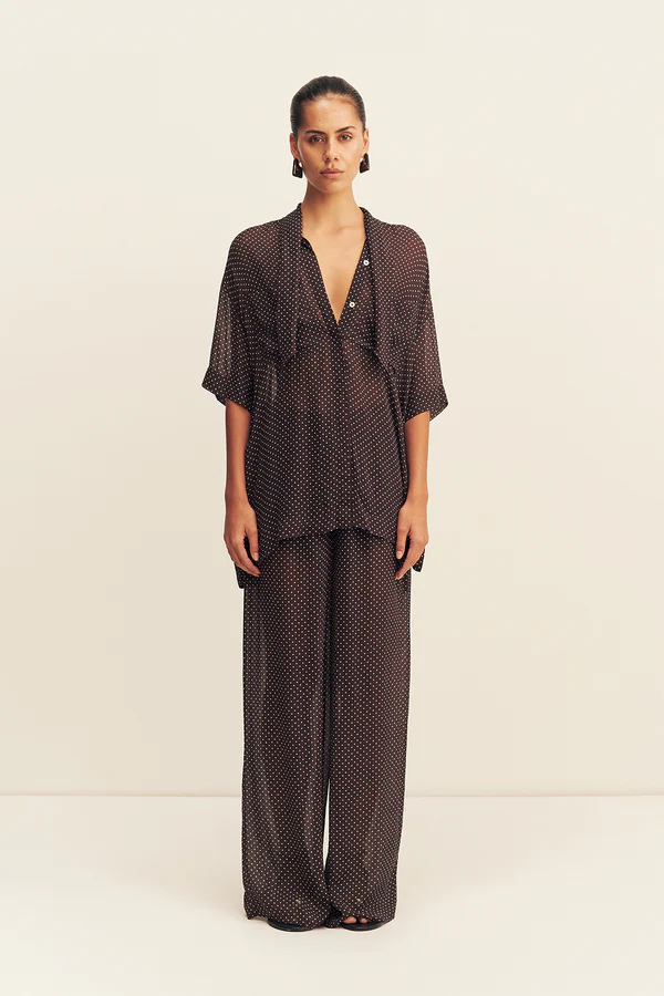 Maddox Short Sleeve Neck Tie Shirt | Ristretto - Image 5