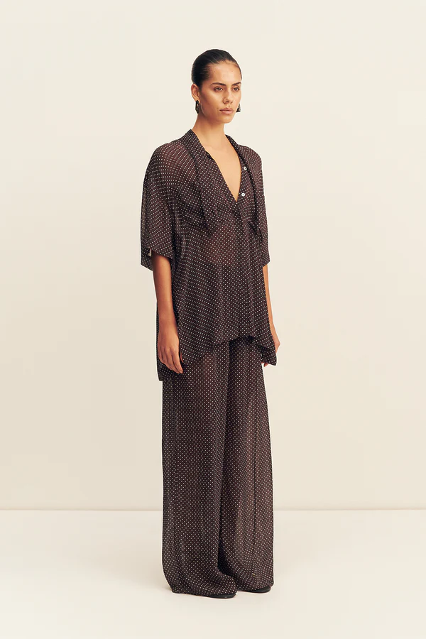 Maddox Short Sleeve Neck Tie Shirt | Ristretto - Image 6