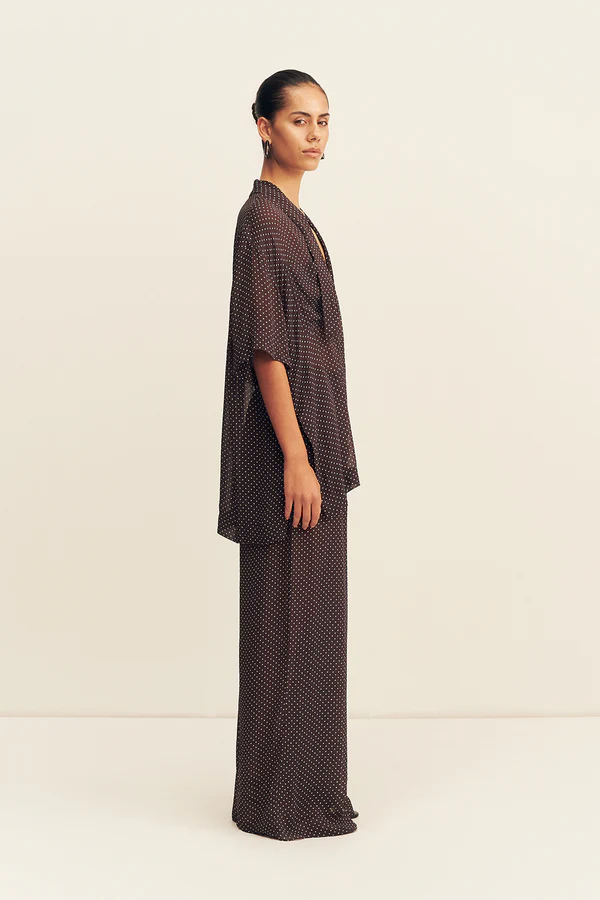 Maddox Short Sleeve Neck Tie Shirt | Ristretto - Image 7
