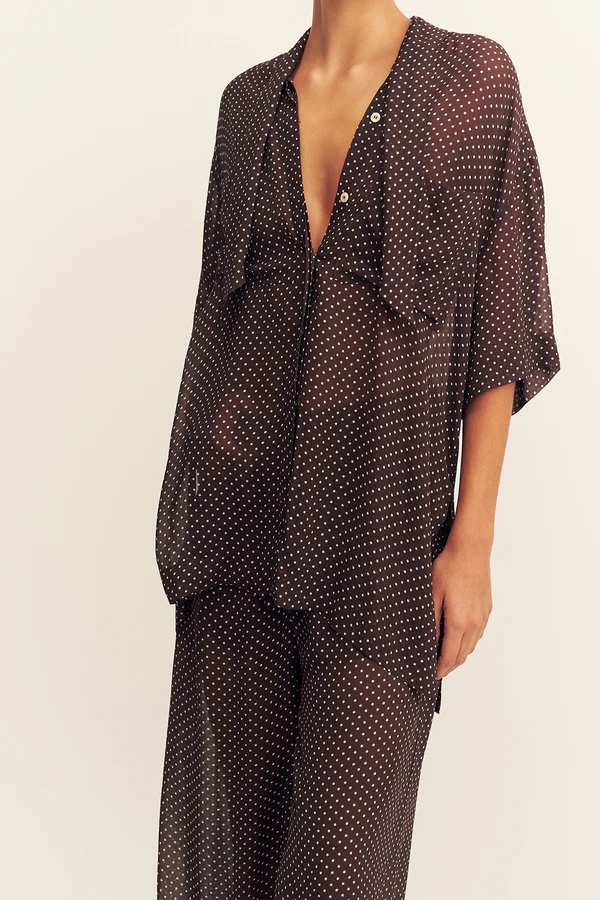 Maddox Short Sleeve Neck Tie Shirt | Ristretto - Image 3