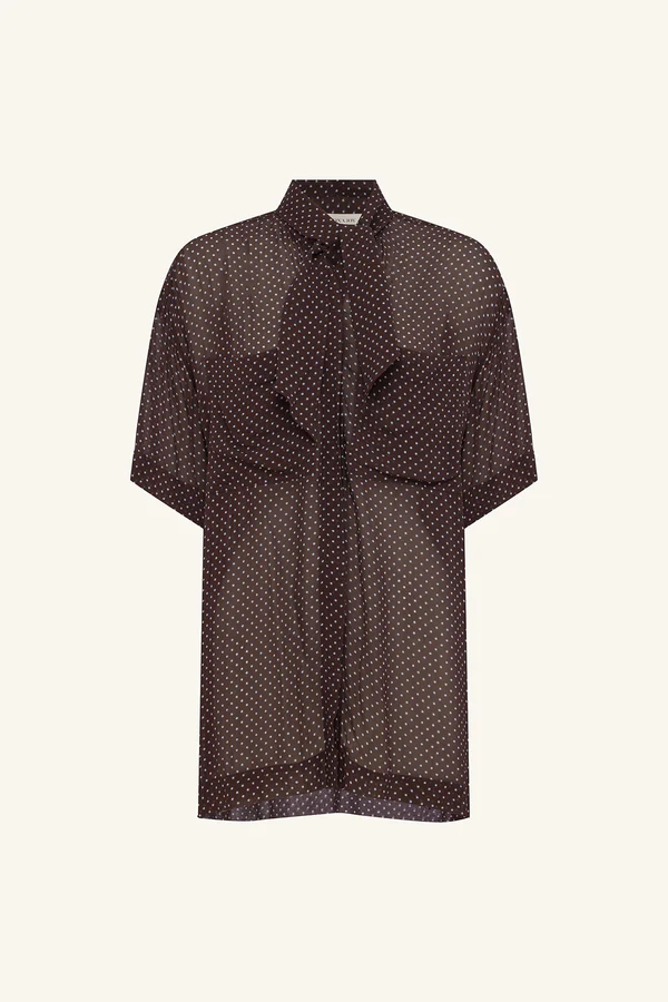 Maddox Short Sleeve Neck Tie Shirt | Ristretto - Image 9
