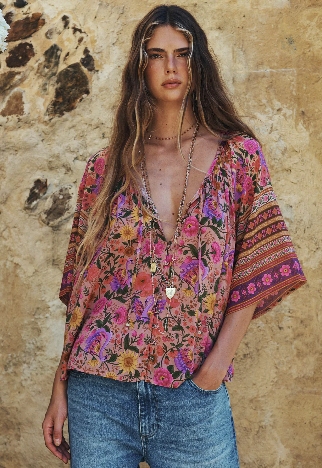 Swan Lake Flutter Sleeve Blouse | Lilac Rose