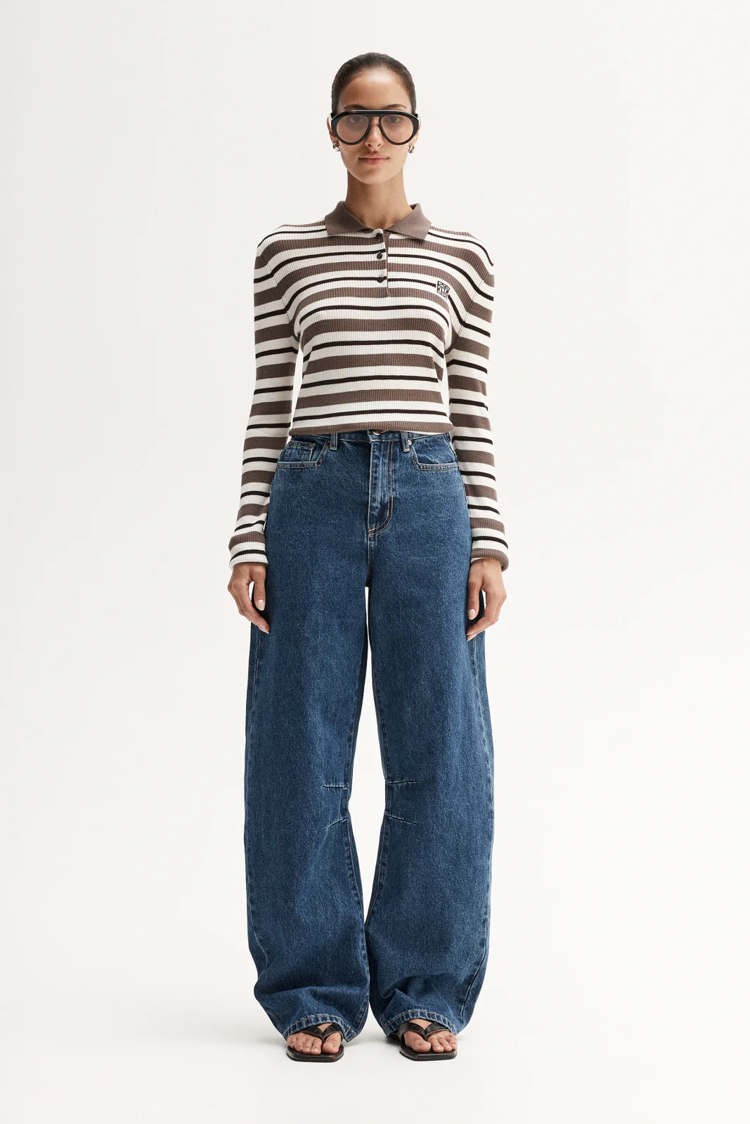 Ana Knit Polo | Chocolate Multi Stripe