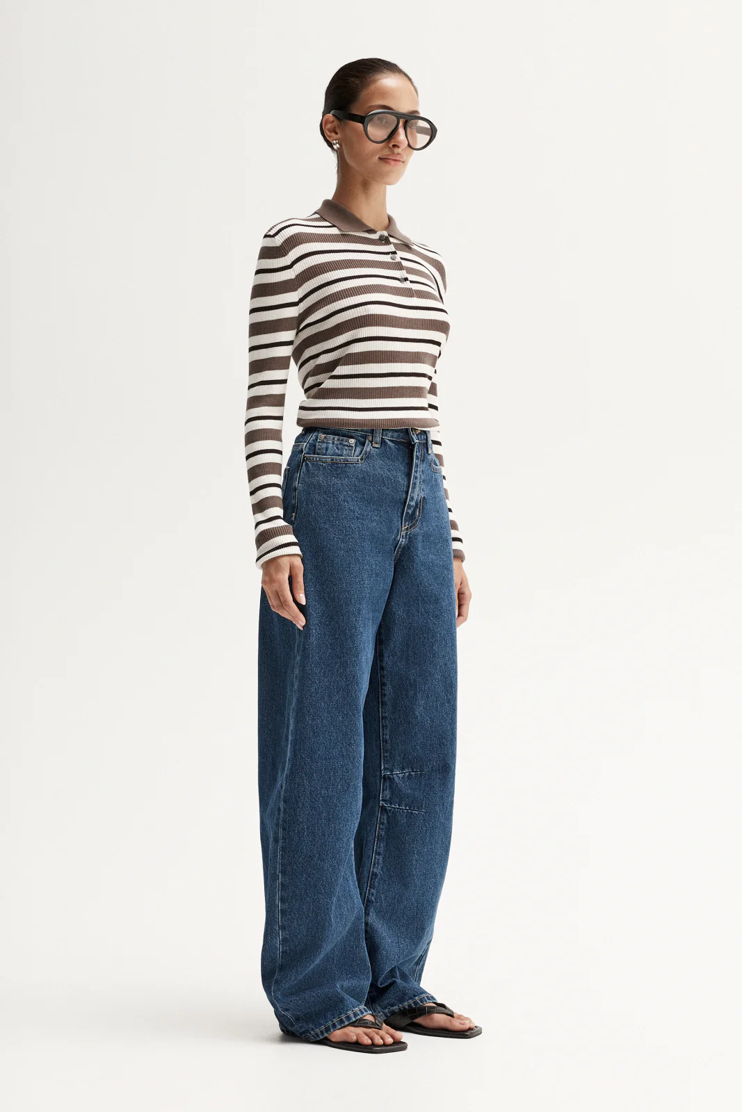 Ana Knit Polo | Chocolate Multi Stripe - Image 4