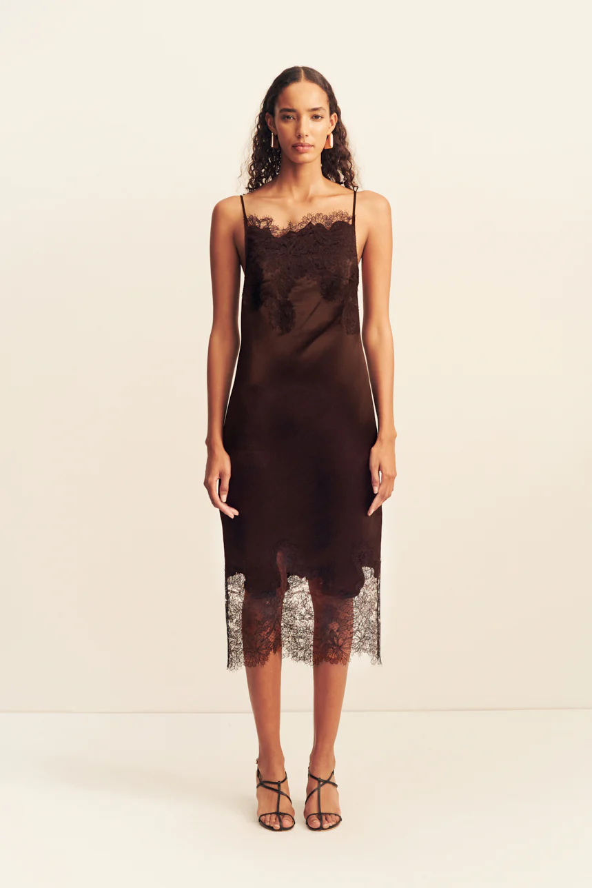 Lucia Lace Midi Dress | Espresso