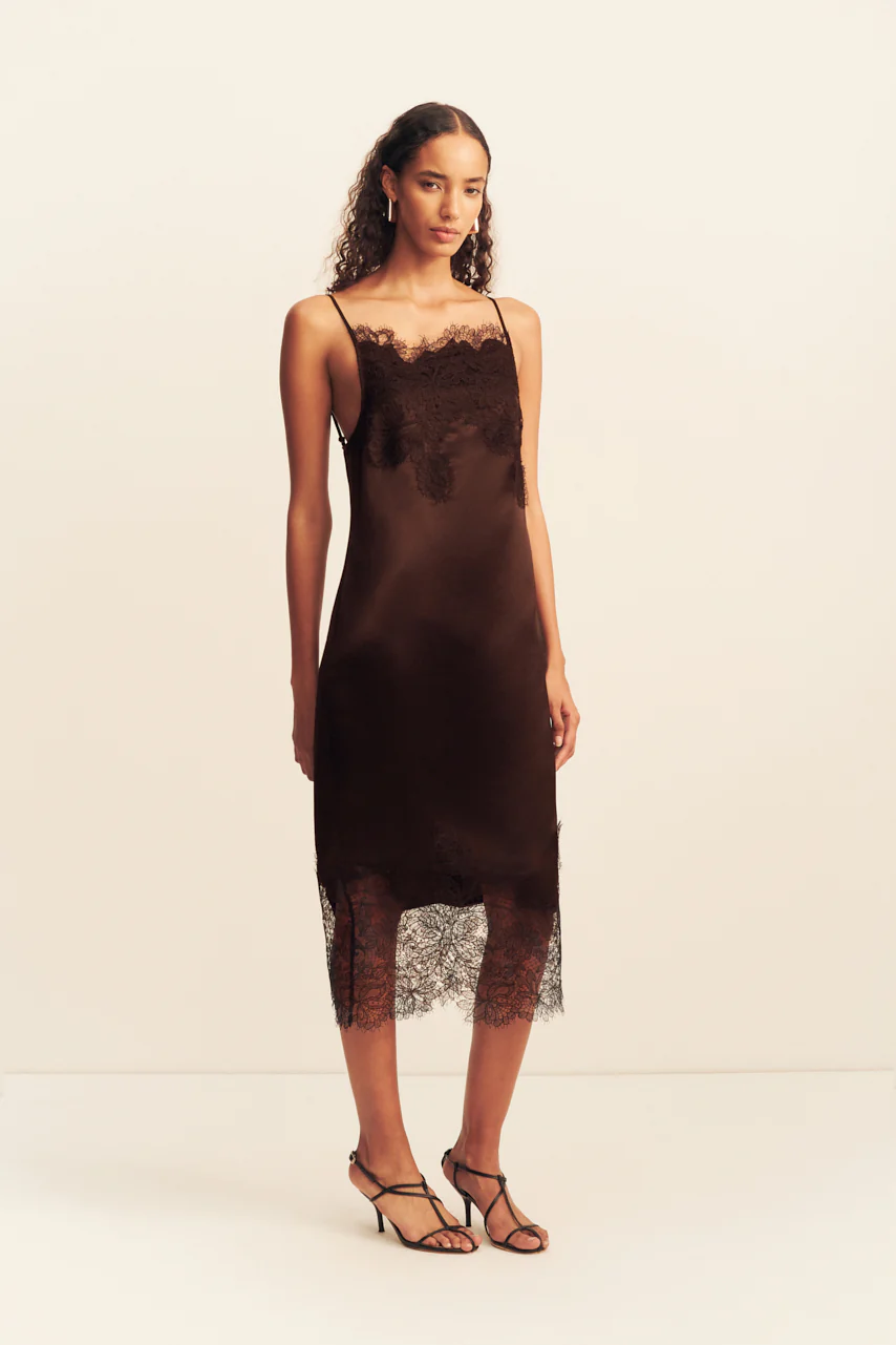 Lucia Lace Midi Dress | Espresso - Image 2