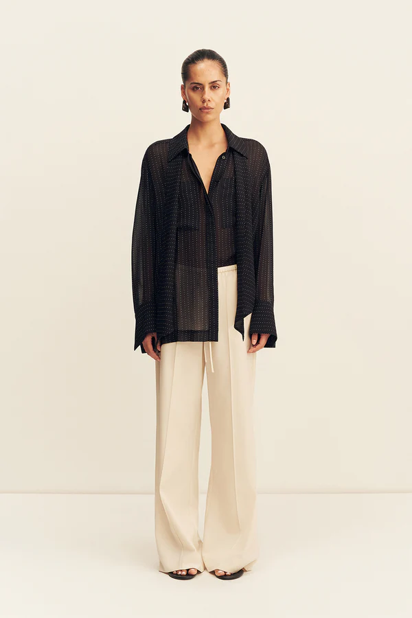 Irving Polka Dot Sheer Shirt | Black - Image 2