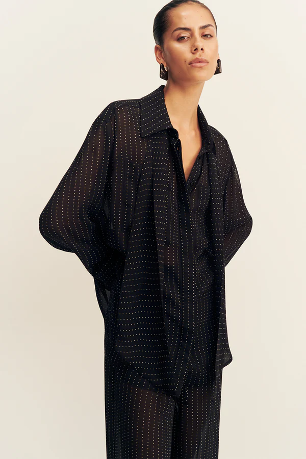 Irving Polka Dot Sheer Shirt | Black