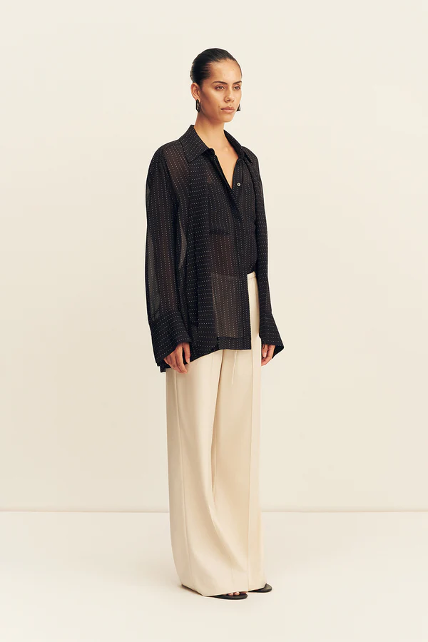 Irving Polka Dot Sheer Shirt | Black - Image 3