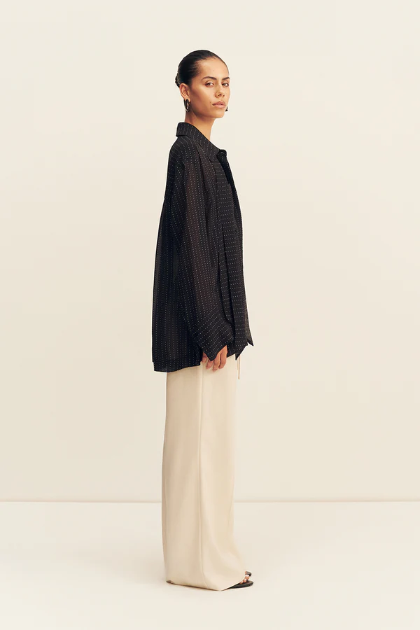 Irving Polka Dot Sheer Shirt | Black - Image 4