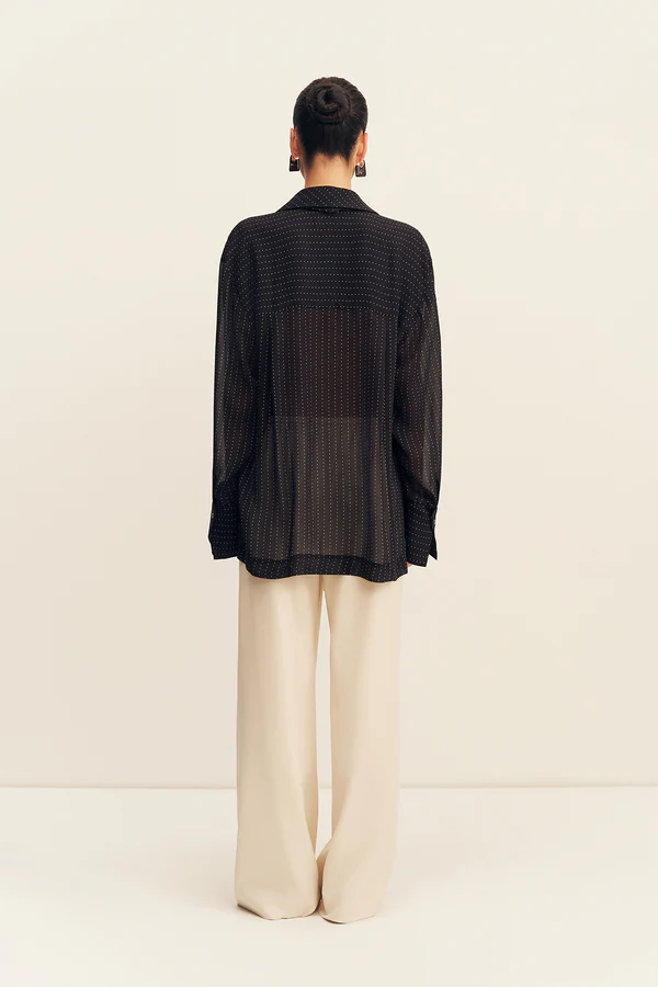 Irving Polka Dot Sheer Shirt | Black - Image 5