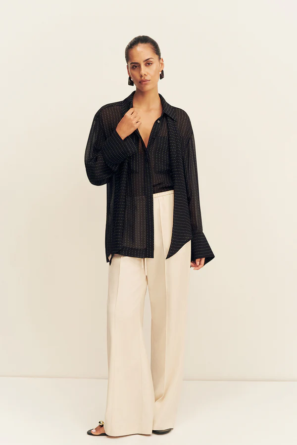 Irving Polka Dot Sheer Shirt | Black - Image 6