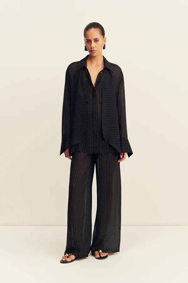 Irving Polka Dot Sheer Shirt | Black - Image 7