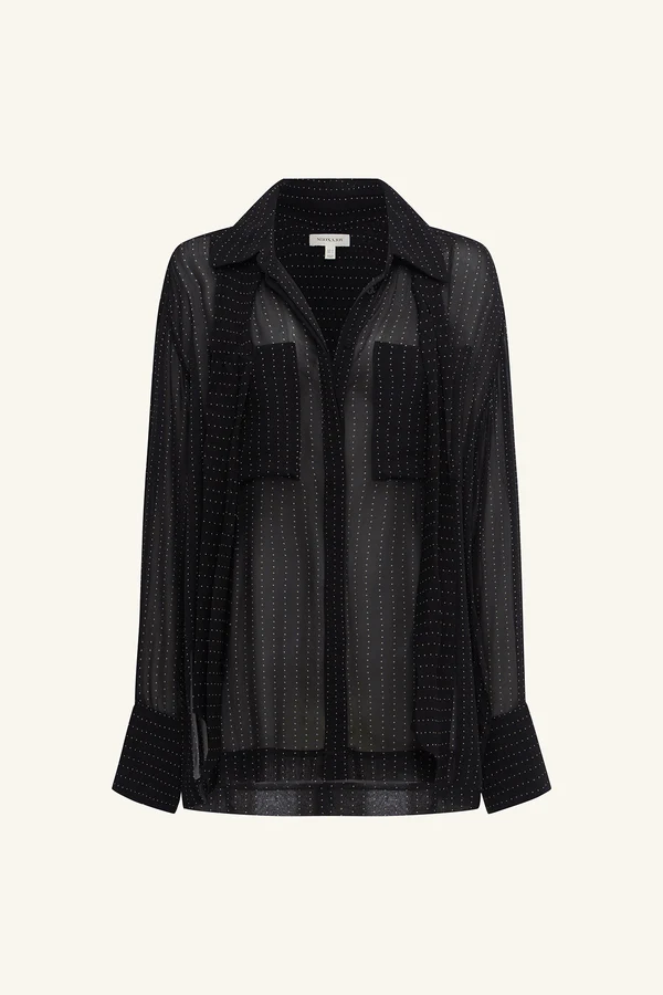 Irving Polka Dot Sheer Shirt | Black - Image 8