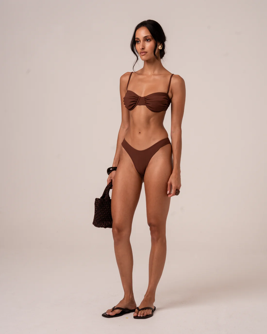 Rouched Soft Cup Bralette | Choc Rib - Image 3