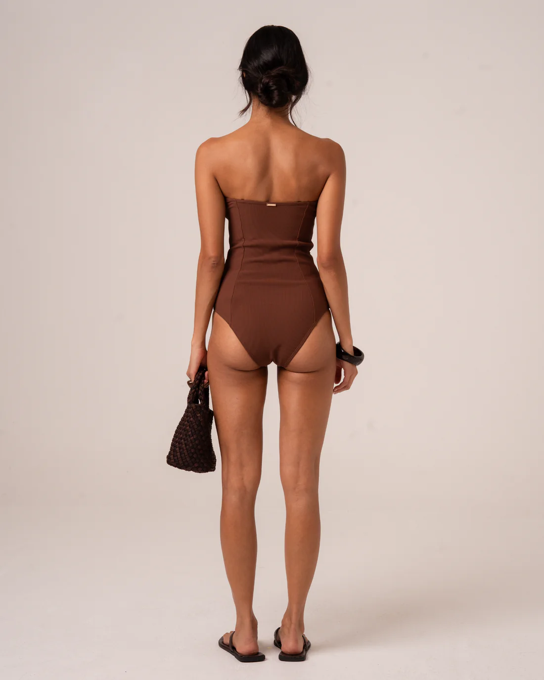 Sculpted Bandeau One Piece | Choc Rib - Image 4