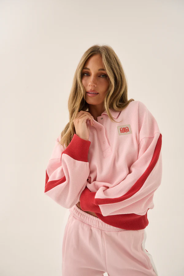 Waffle Splice Sweatshirt | Ballet Pink - Image 7