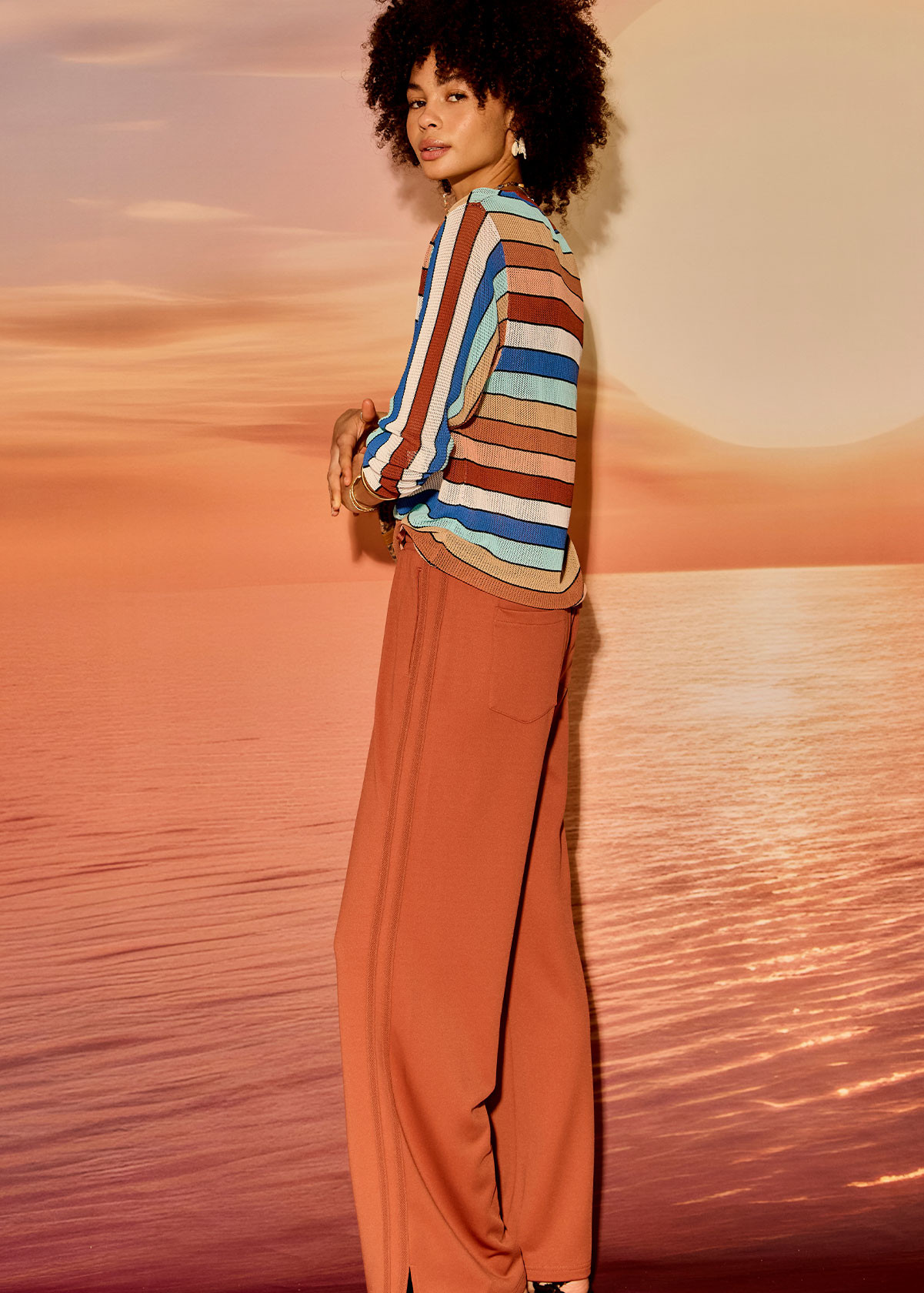 Iza Milla Long Sleeve Knit Top | Stripe - Image 3